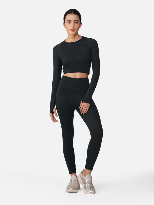 Sculpt Flex Seamless Top & Tight Co-Ord Set-Black