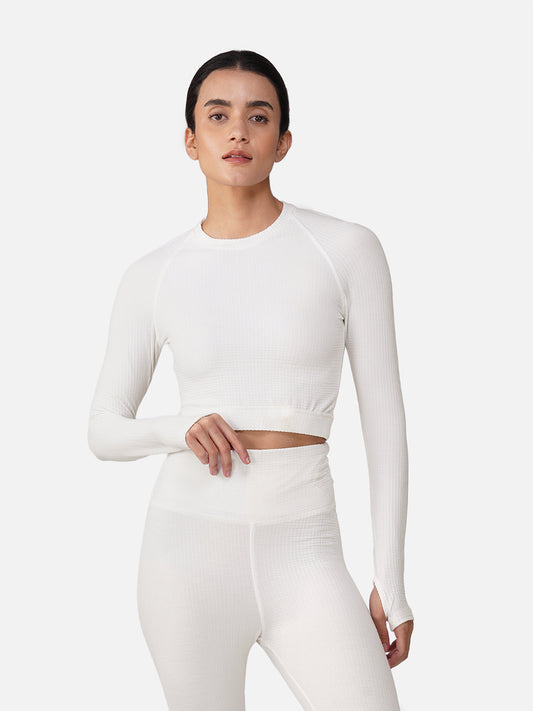 Sculpt Flex Seamless Crop Top - White