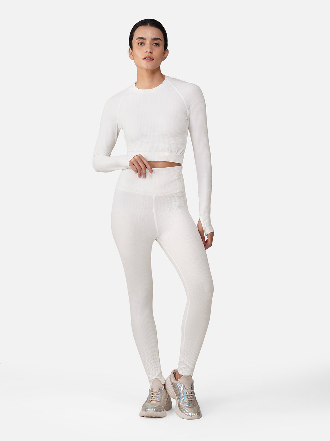 Sculpt Flex Seamless Top & Tight Co-Ord Set-White
