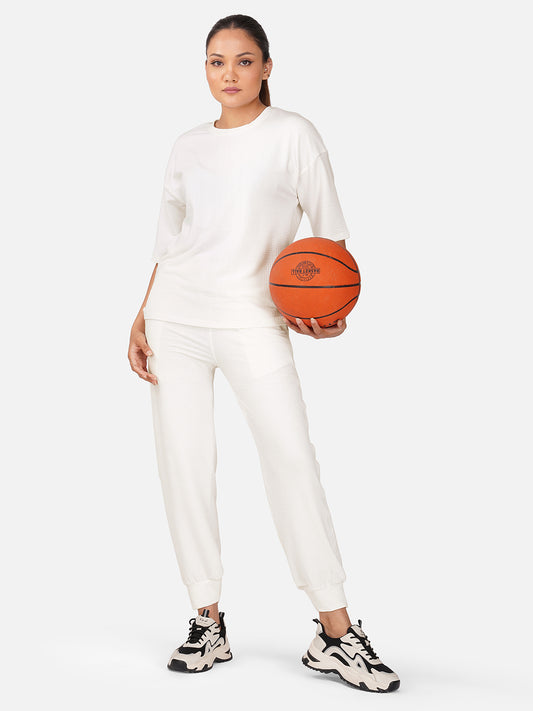 Cloud Comfort Oversized Tee & Jogger Co-Ord Set-White