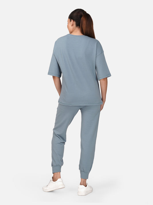 Cloud Comfort Oversized Tee & Jogger Co-Ord Set-Bluestone