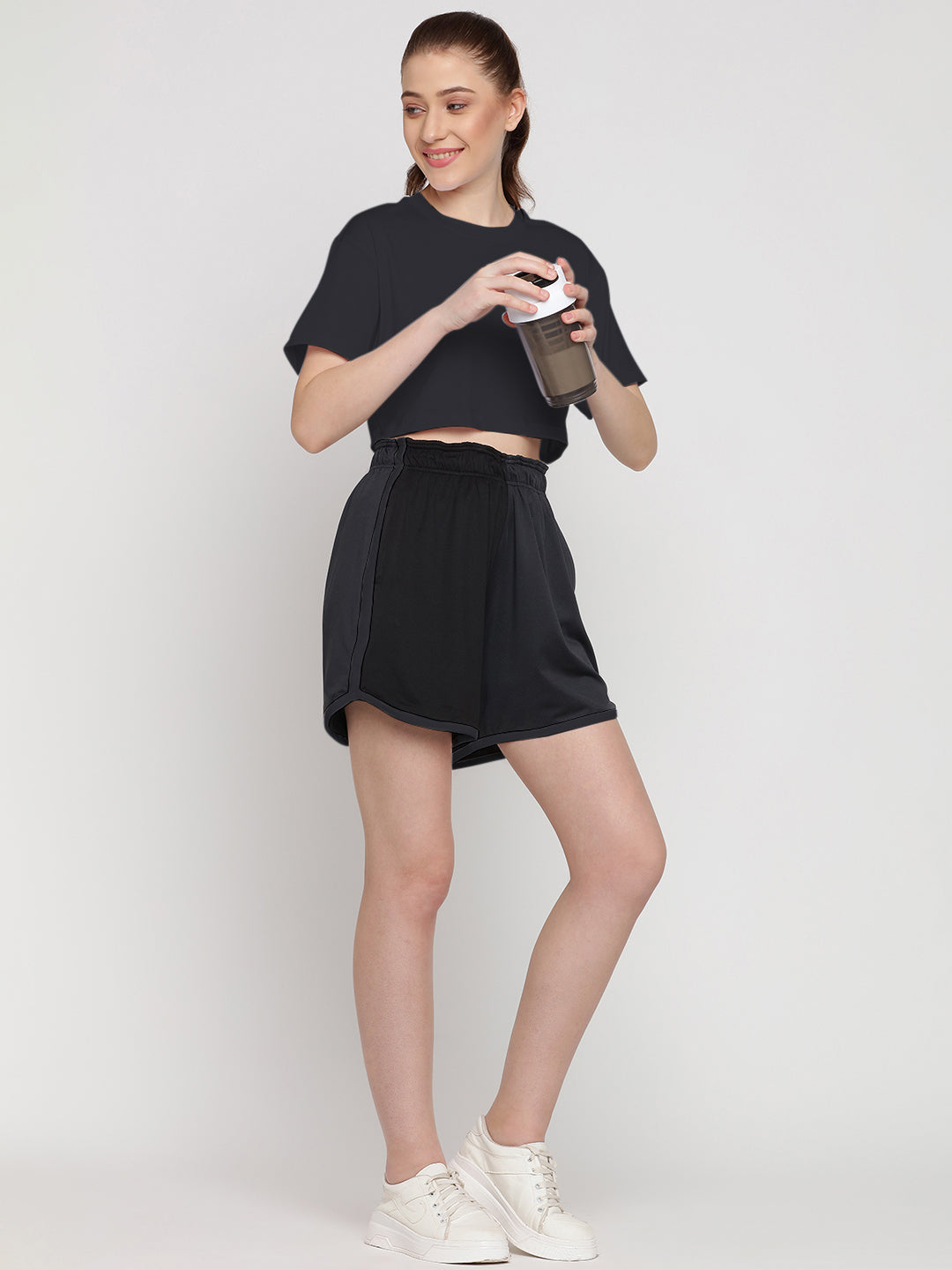 Flow Fit Shorts & Crop Top Set - Black
