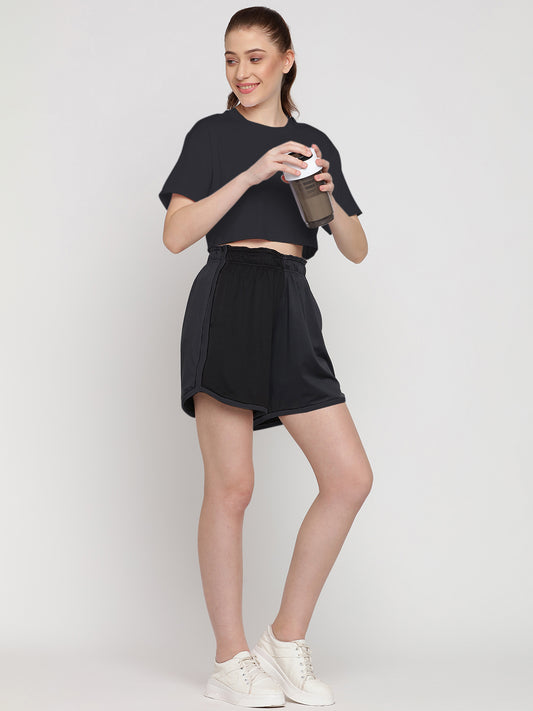 Flow Fit Shorts & Crop Top Set - Black