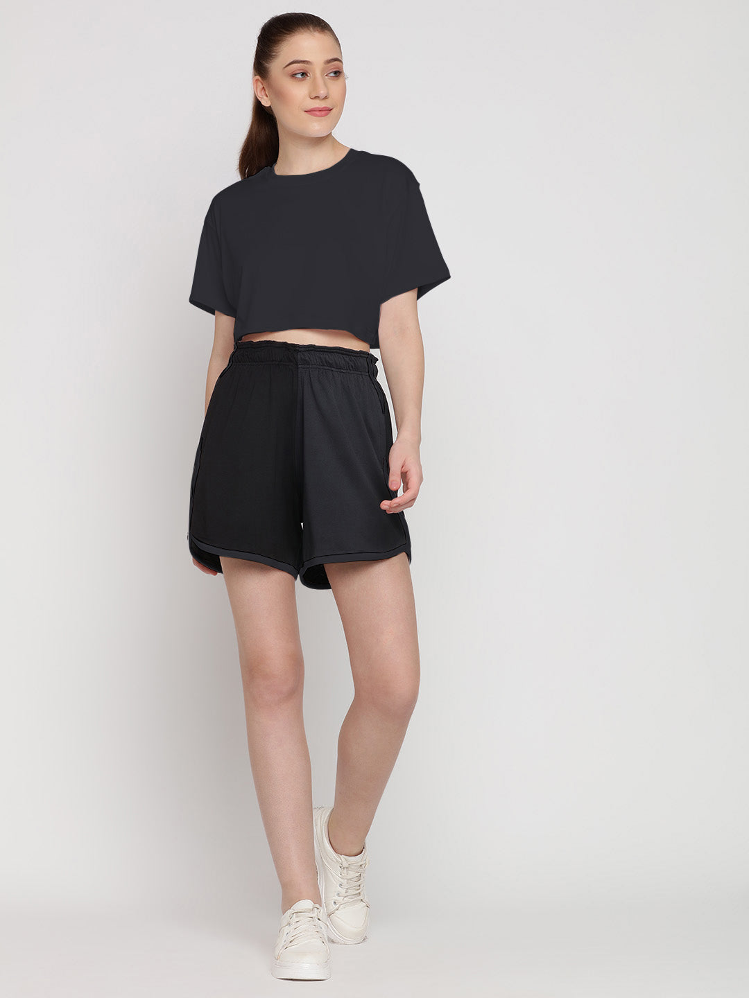 Flow Fit Shorts & Crop Top Set - Black