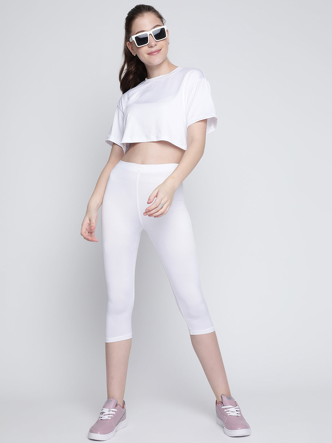 Flow Fit Adapt Tights Crop Top Set For Women White
