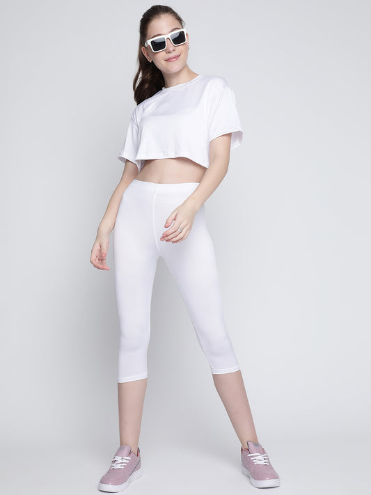 Flow Fit Adapt Tights & Crop Top Set For Women - White