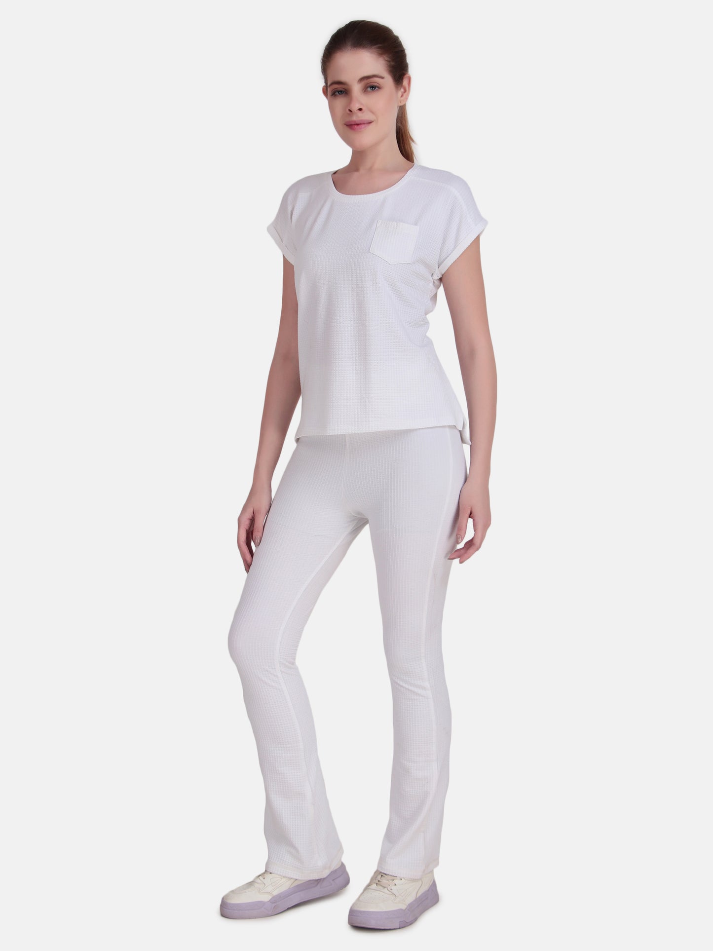 Whisper Where Comfort Meets Calm Co-Ord Set-White