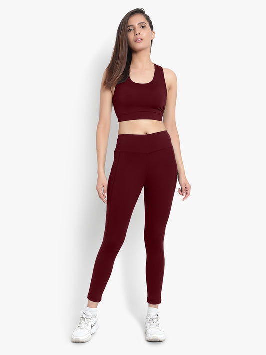 Easy Breezy Sports Bra & Tight Set - Maroon