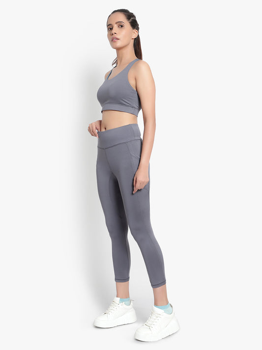 Mirage Tights & Sports Bra Set - Light Grey