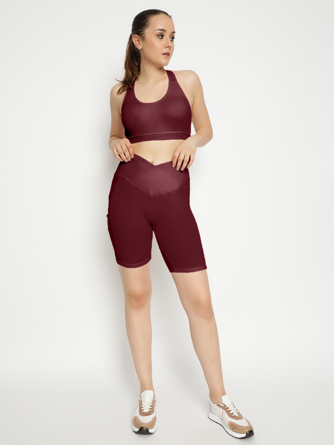 Empower Bra & Shorts Co-Ord Set- Maroon