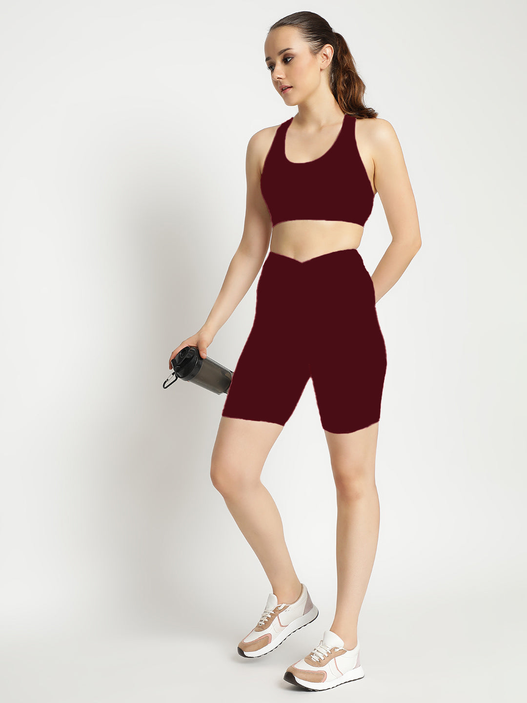 Empower Bra & Shorts Co-Ord Set- Maroon