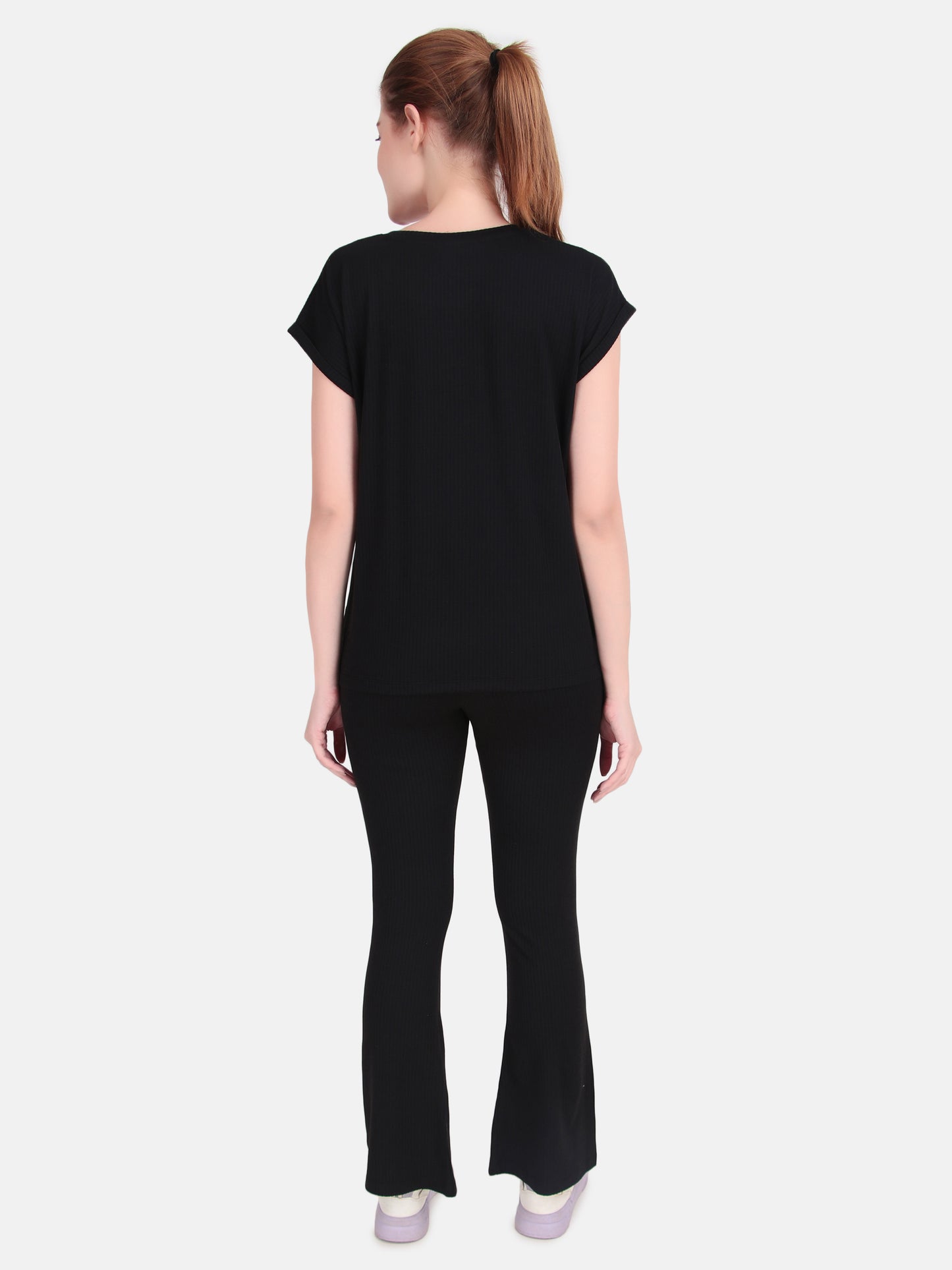 Whisper Where Comfort Meets Calm Co-Ord Set- Black