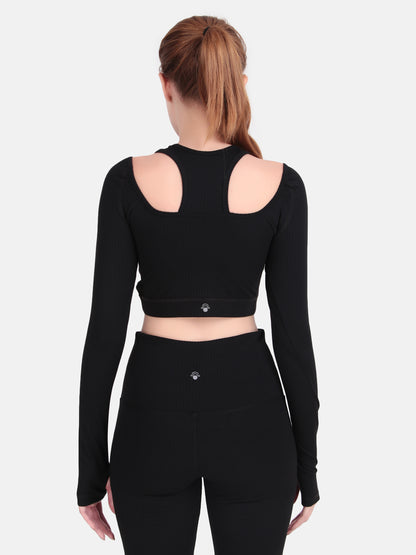 Power Move Cutout Tank Top - Black