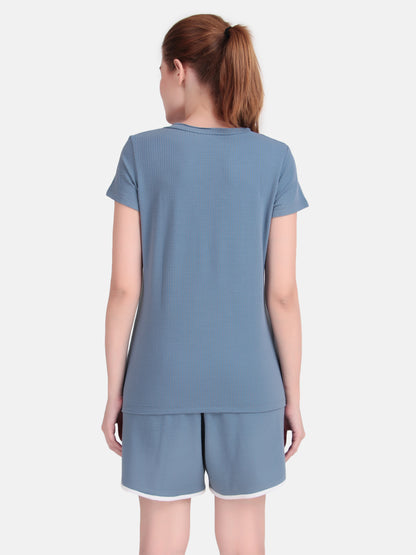 Drift V-Neck Tee  - Bluestone