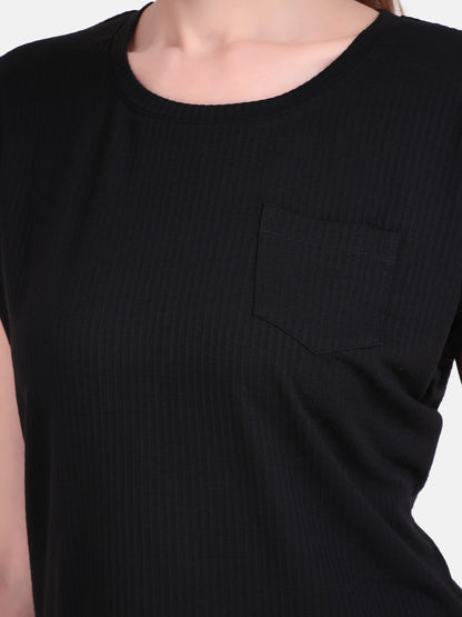 Whisper Where Comfort Meets Calm Co-Ord Set- Black