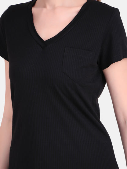 Drift V-Neck Tee  - Black