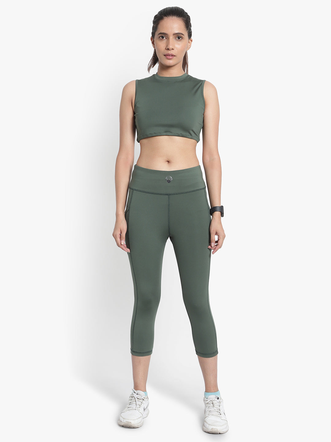 Aero Pocket Tight & Crop Top Set  - Sage