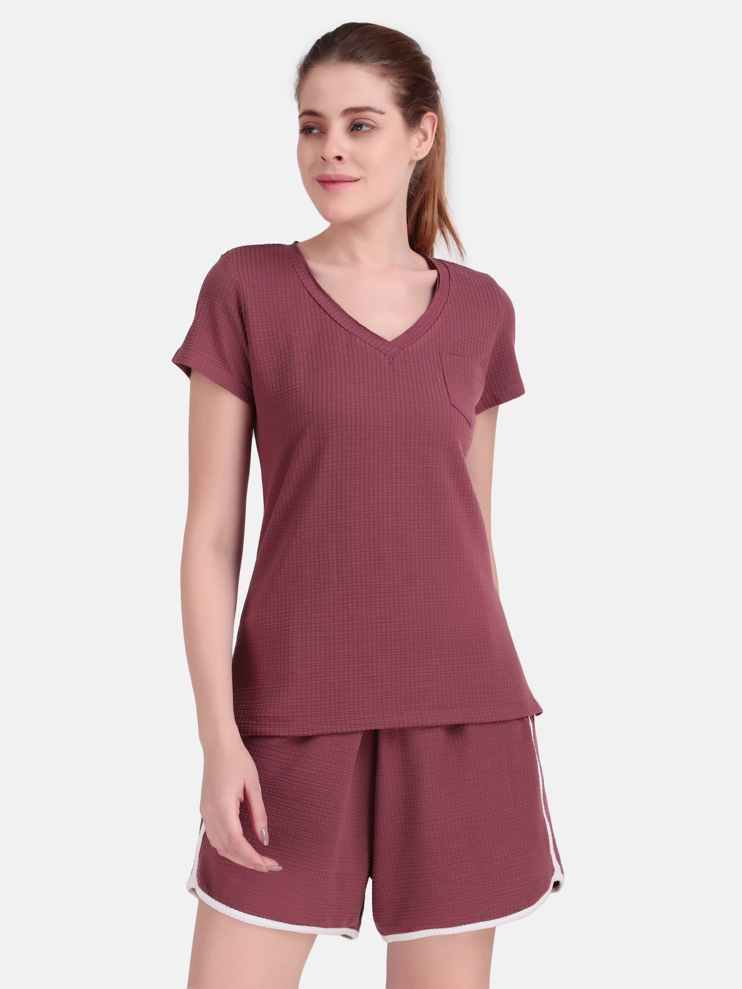 Drift-V-neck Tee - Burlwood