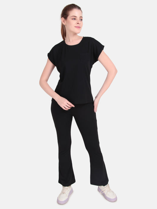 Whisper Where Comfort Meets Calm Co-Ord Set - Black