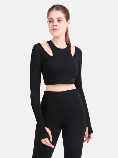 Power Move Cutout Tank Top - Black