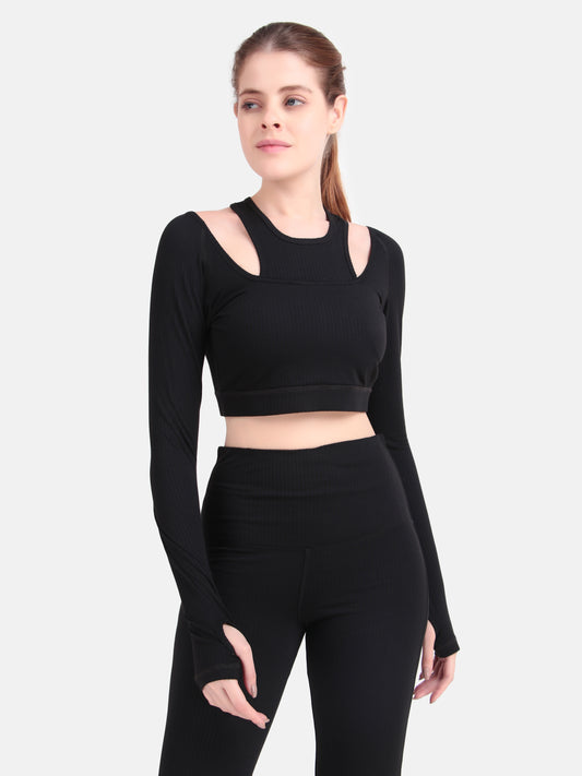 Power Move Cutout Tank Top - Black