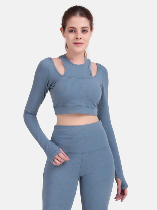 Power Move Cutout Tank Top - Blue Stone