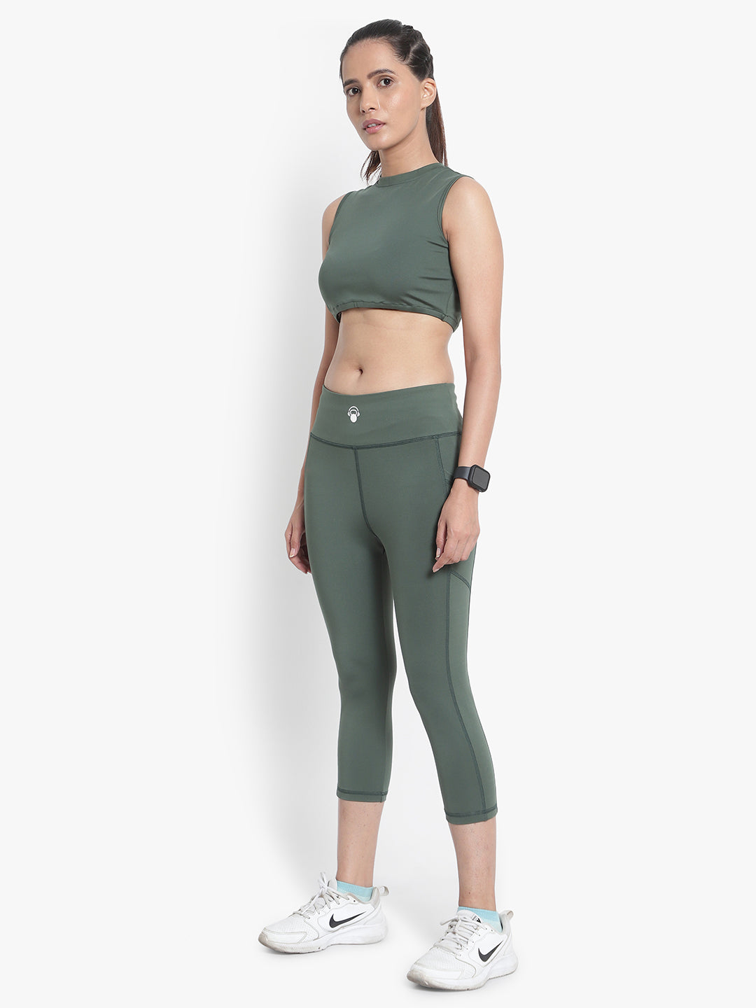 Aero Pocket Tight & Crop Top Set  - Sage