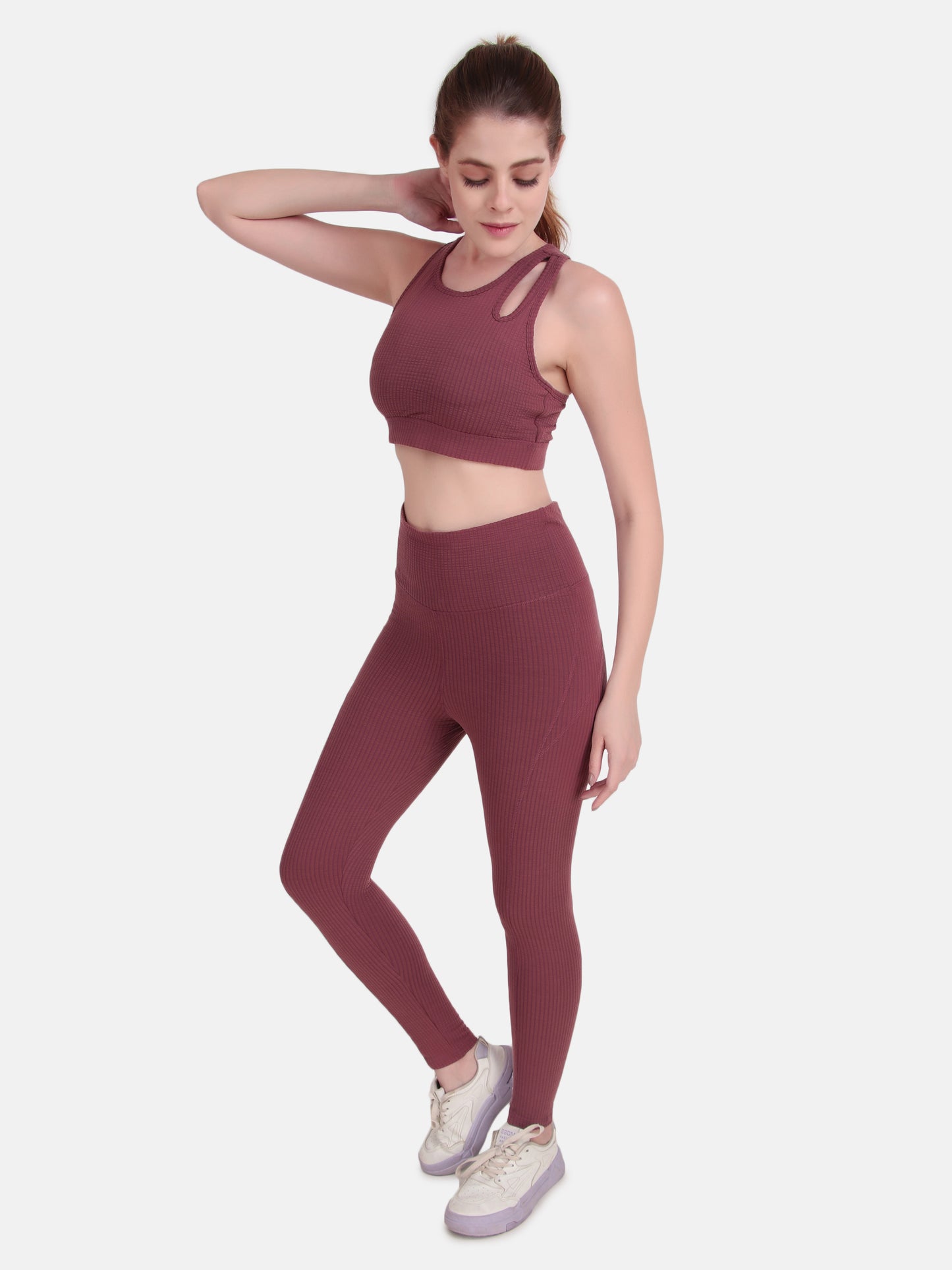Edge Move Bra & Tight Co-Ord Set - Burlwood