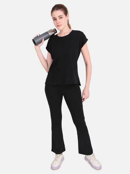 Whisper Where Comfort Meets Calm Co-Ord Set- Black