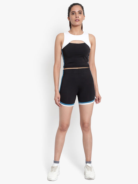 Curve Love Shorts & Cutout Top - Black