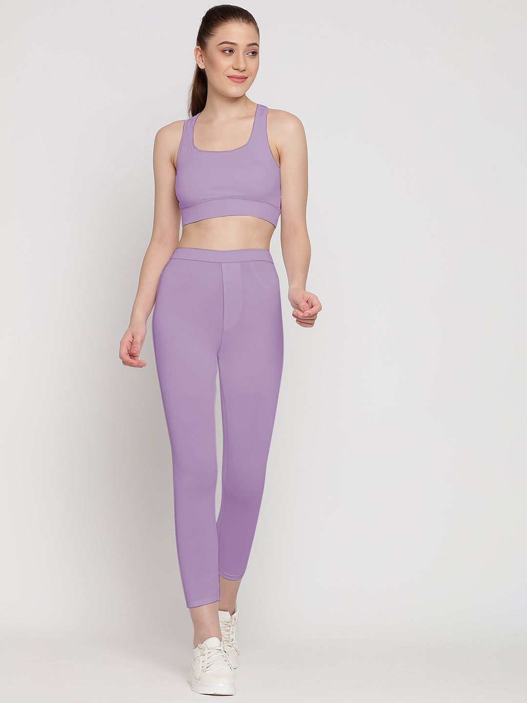 Flex Fit Pocket Tights 23” & Sports Bra Set - Miami Purple