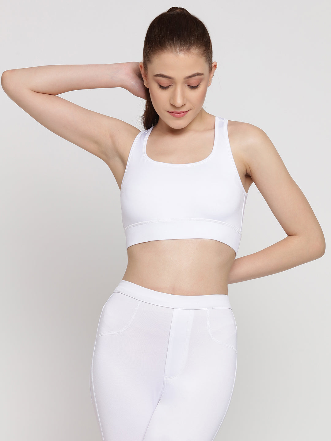 Flex Fit Pocket Tights 23” & Sports Bra Set - White